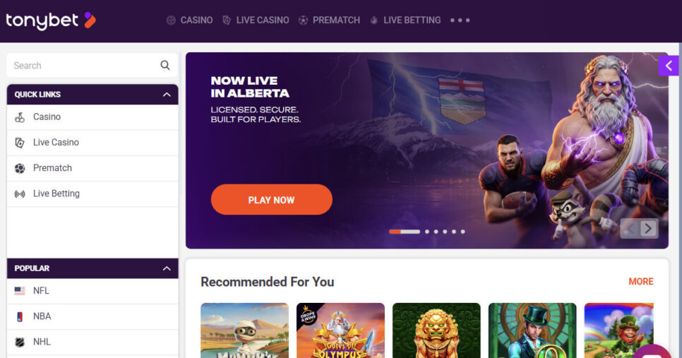 New licensed Alberta casino - TonyBet