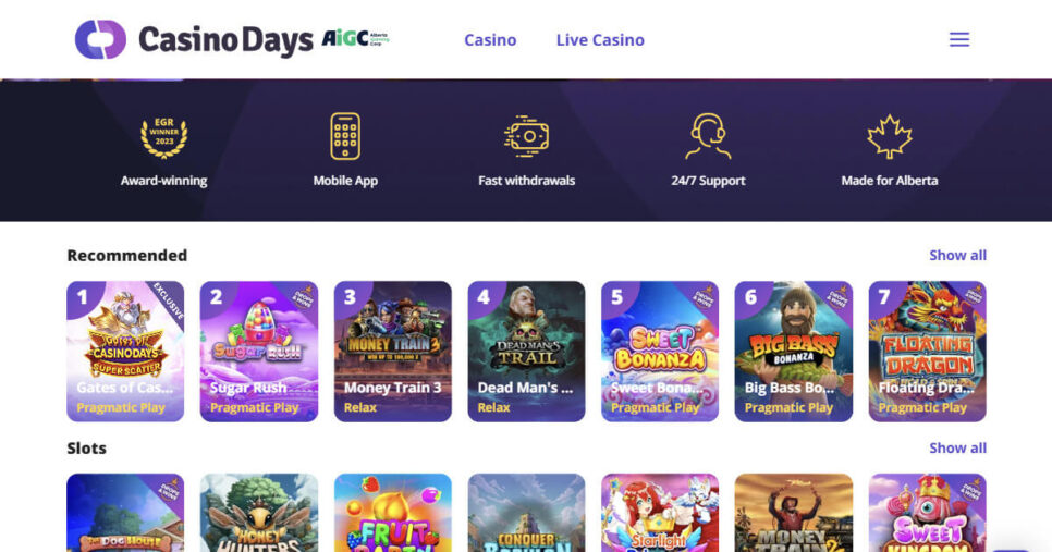 Recommended online casino Alberta - Casino Days